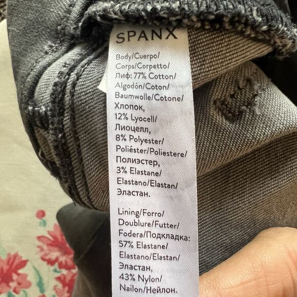 Spanx Womens Pull On Jeans Distressed Raw Hem Gray Sz XL Denim Charcoal - Picture 12 of 13